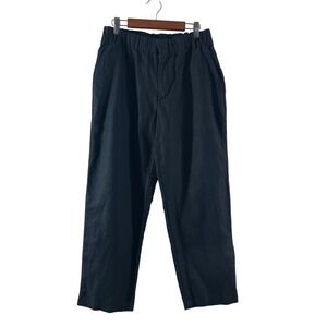 Gap Womens XS Petite Black Linen Cotton Blend Elastic Waist Straight Leg‎ Pants